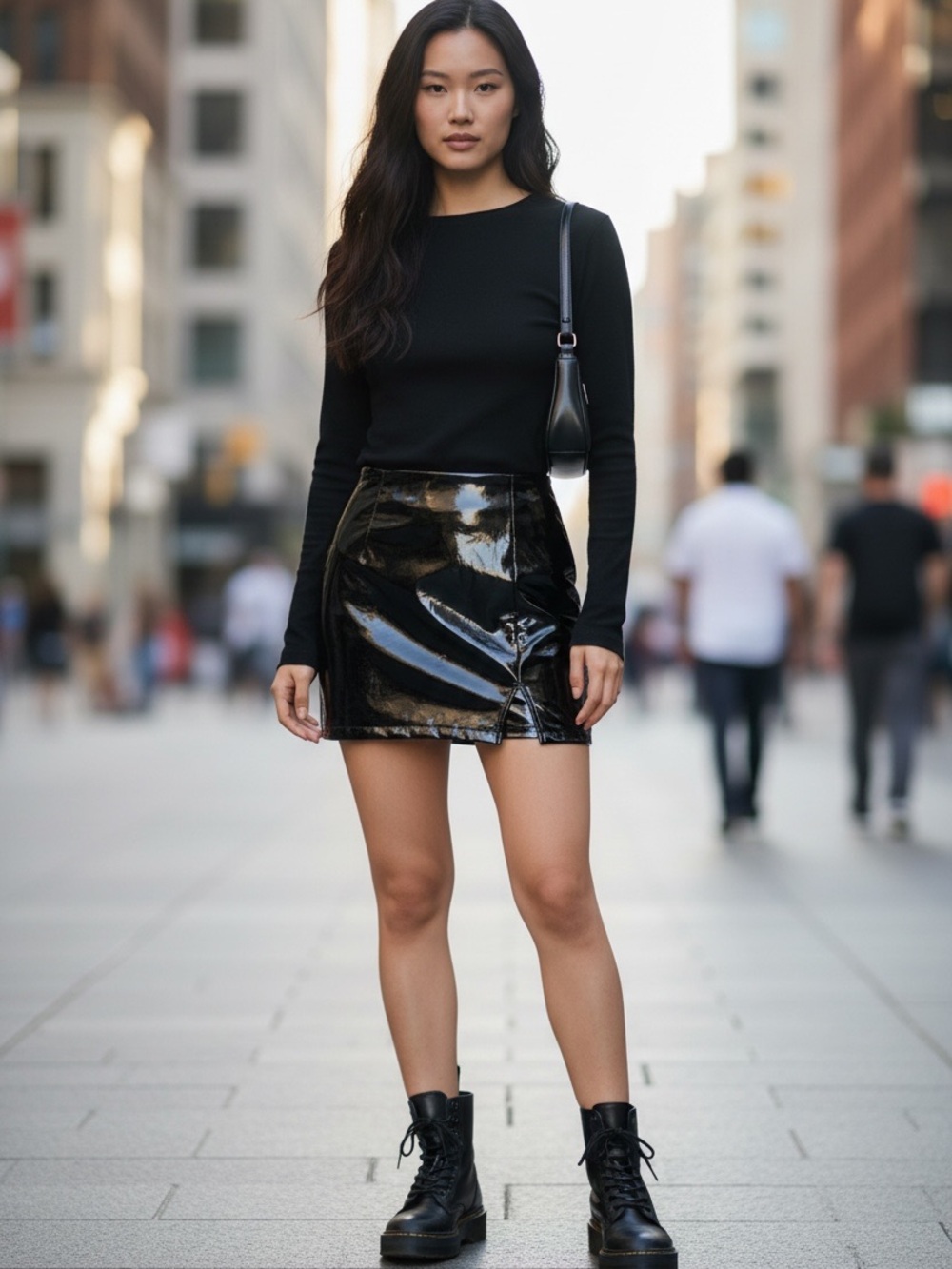 Sexy Black lined Pleather Mini Skirt